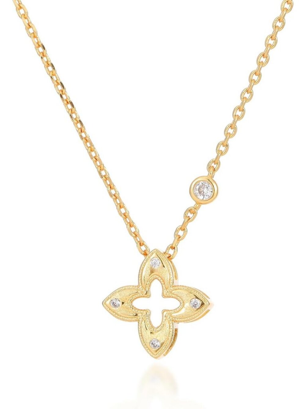 Elegant 18K Gold Plated Necklace with Cubic Zirconia Pendant - Adjustable